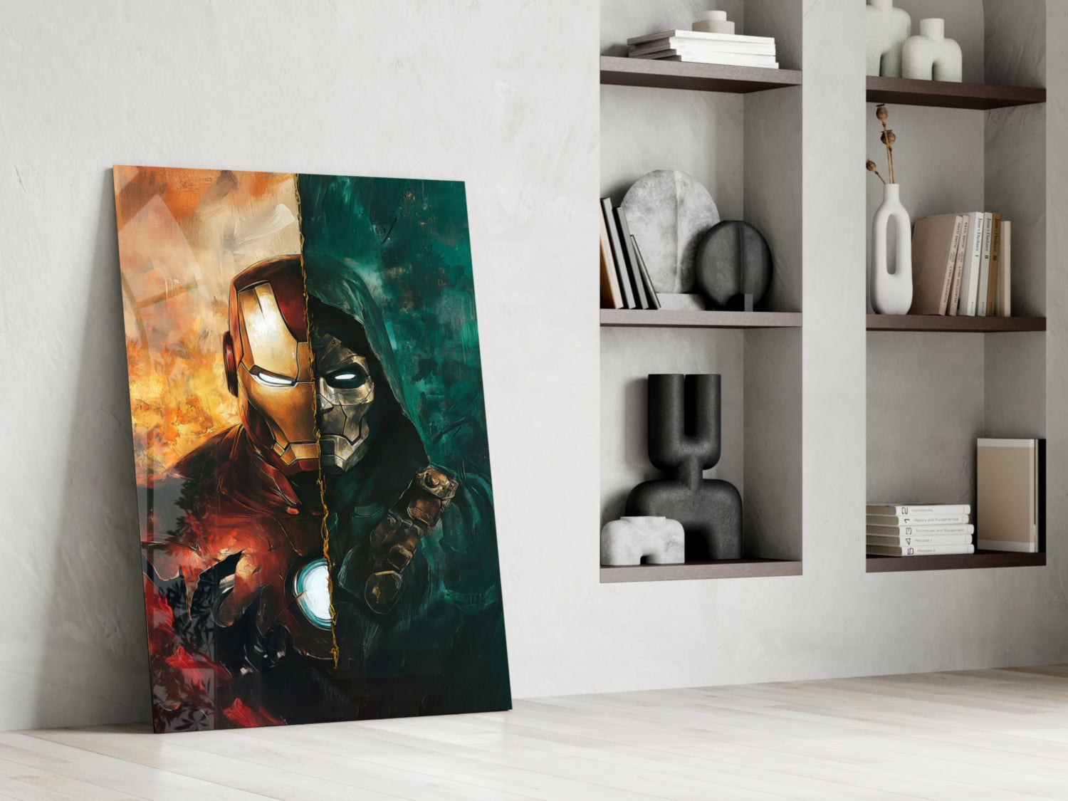 Iron Man and Doctor Doom: A War of Opposites Glass Wall Art || Designer Collection