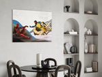 Marvel glass print bringing Sistine-parody edge to a man cave
