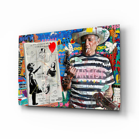 Stencil Cubist Portrait Glass Wall Art || Designer Collection