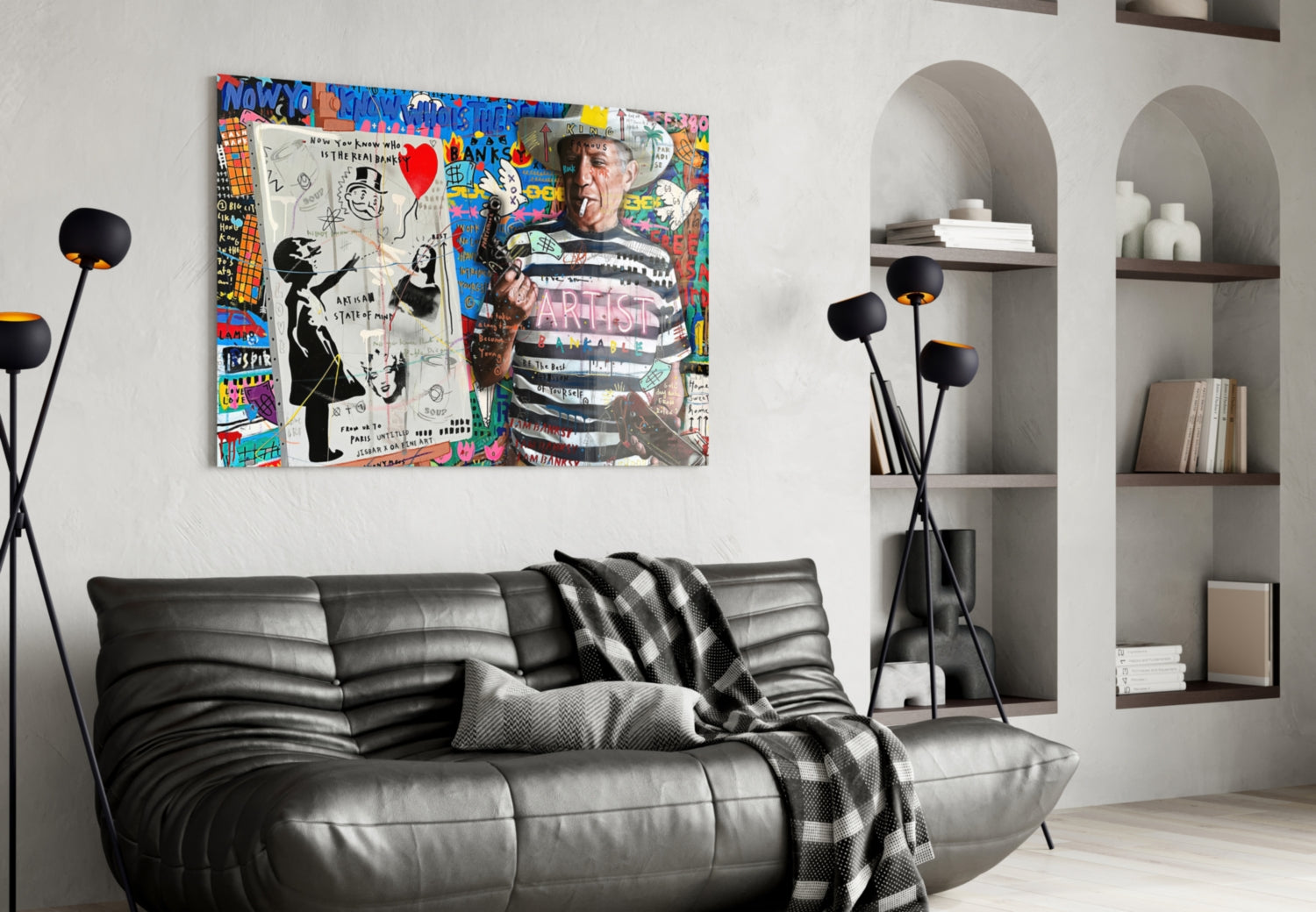 Banksy's Picasso Glass Wall Art || Designer Collection