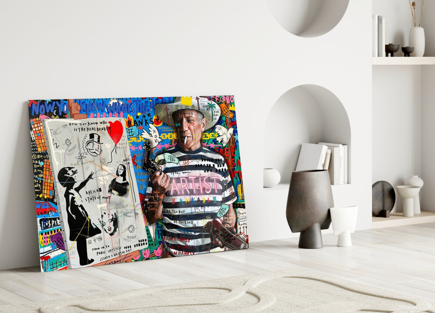 Banksy's Picasso Glass Wall Art || Designer Collection