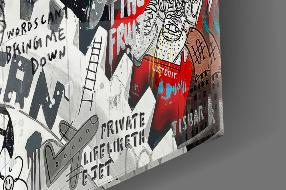 Designer-collection artwork in an art-collector's office interior