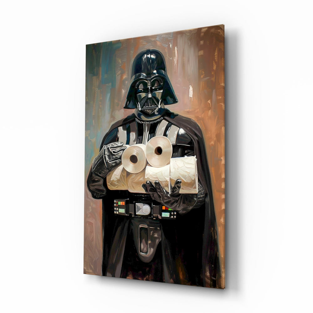 Crisis of the Dark Side glass wall art in a modern home cinema