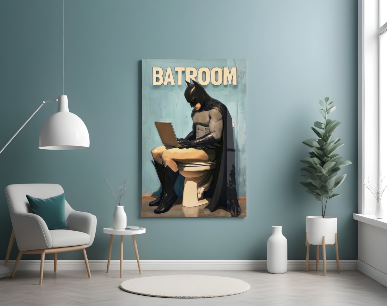 Batroom Glass Wall Art || Designer Collection