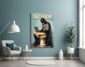 Batman bathroom artwork styled in a guest washroom interior