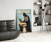 DC glass print bringing comic-humor edge to a man cave
