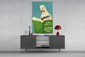 Seagull Science glass wall art catching light to reveal its painted plumage