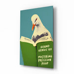 Seagull Science glass wall art in a modern bathroom