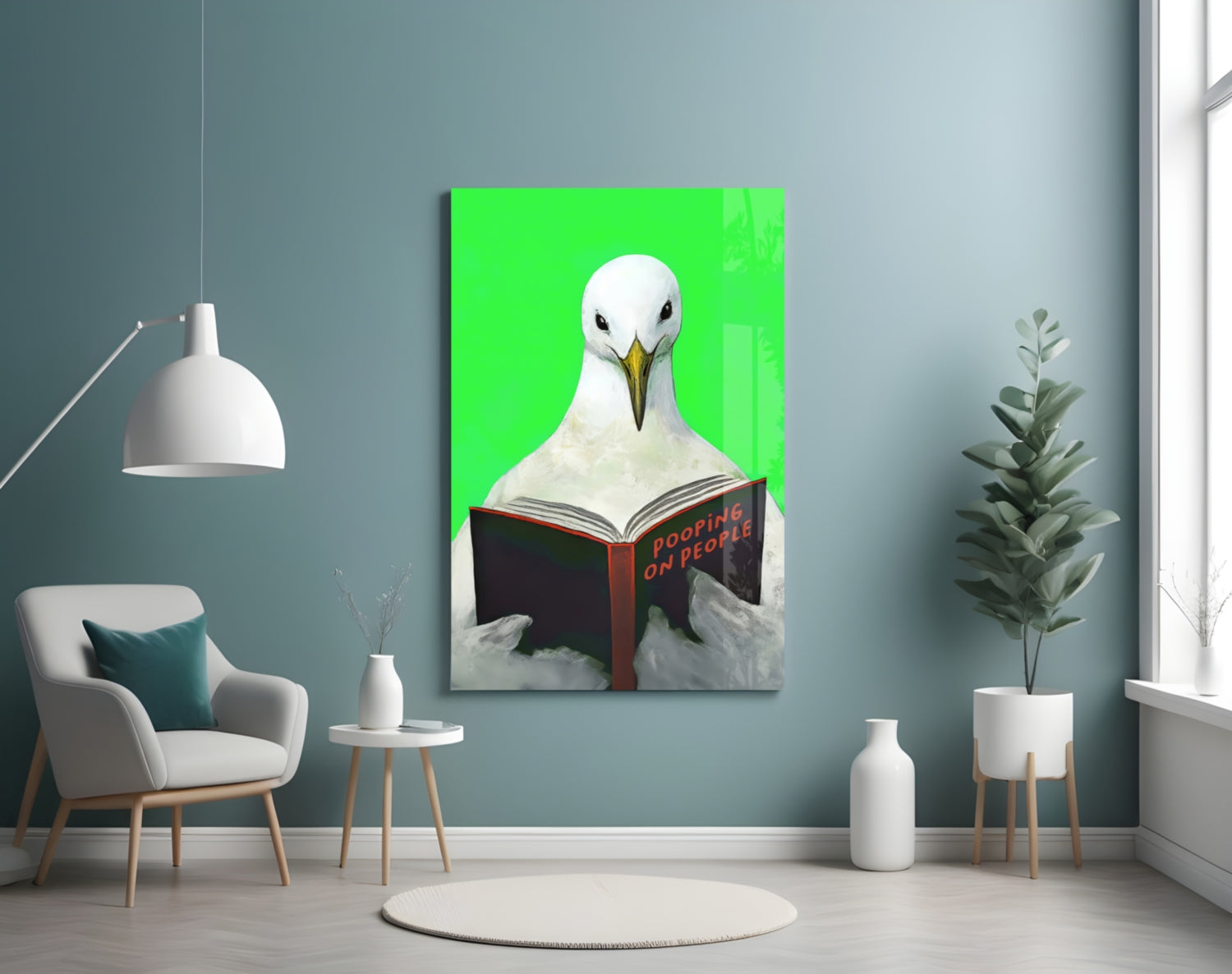 Educated Seagull Glass Wall Art || Designer Collection