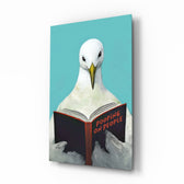 Wise Seagull teal glass wall art in a modern bathroom