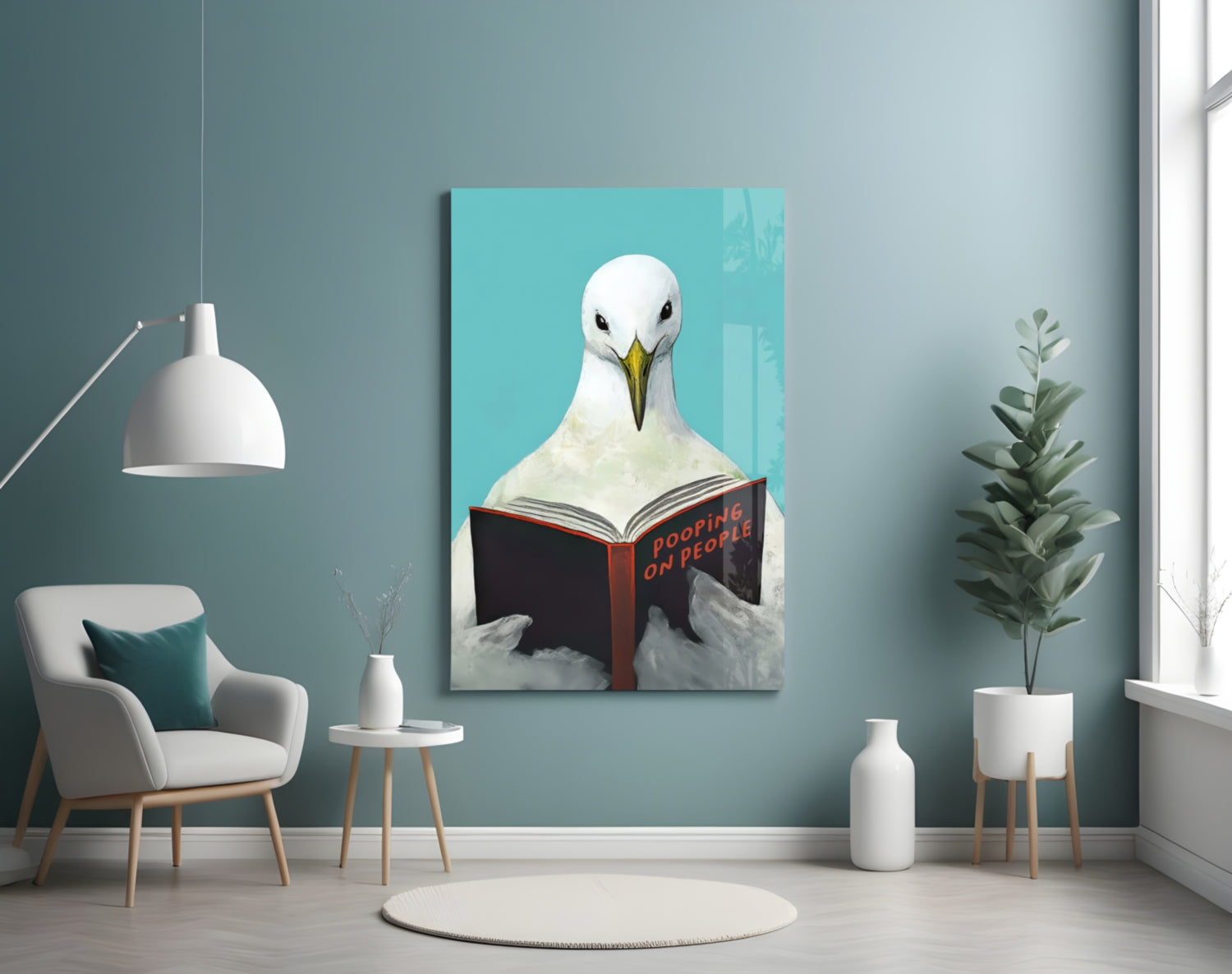 Wise Seagull Glass Wall Art || Designer Collection