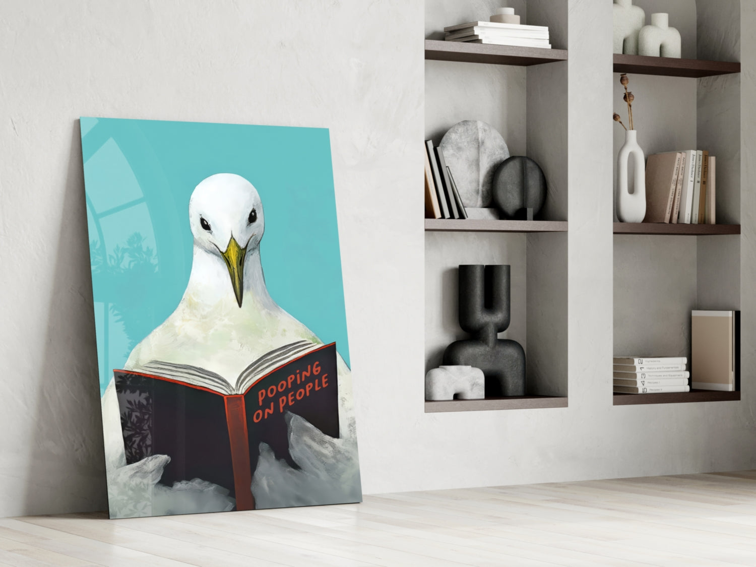 Wise Seagull Glass Wall Art || Designer Collection
