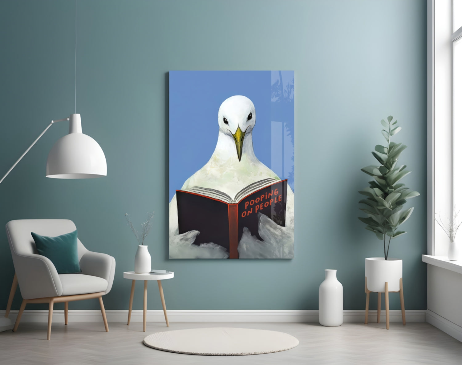Wise Seagull Glass Wall Art || Designer Collection
