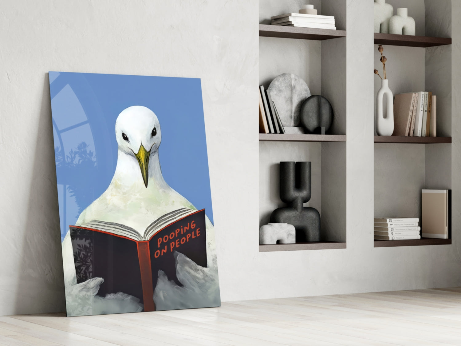 Wise Seagull Glass Wall Art || Designer Collection