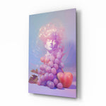 Grape Goddess glass wall art in a modern bedroom