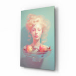 Apple Tranquility glass wall art in a modern bedroom