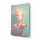 Apple Tranquility glass wall art in a modern bedroom