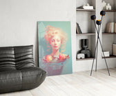 Pastel surreal glass print bringing soft beauty edge to a boutique salon