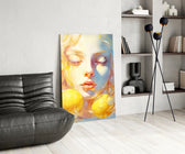 Pastel surreal glass print bringing soft beauty edge to a boutique salon