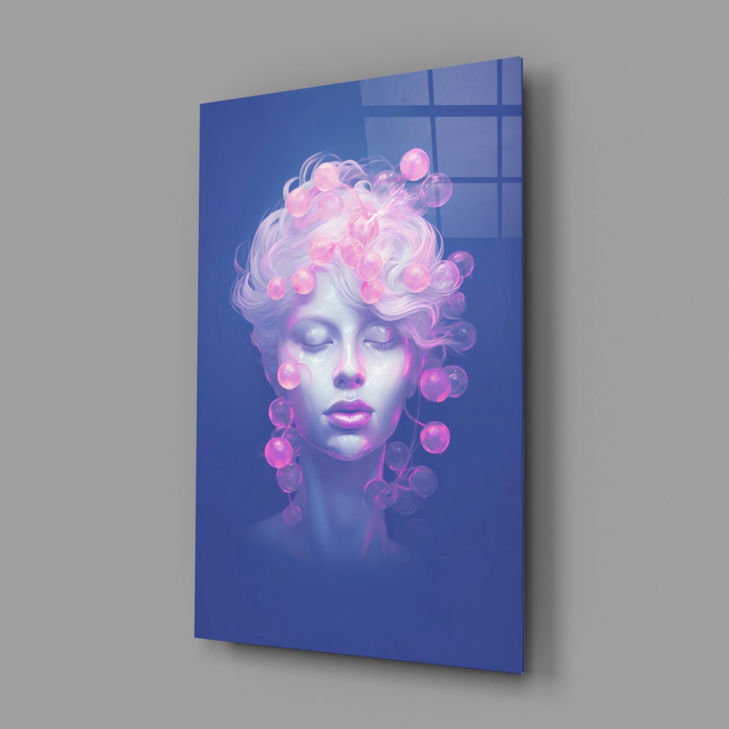 Pink Bubbles Glass Wall Art || Designer Collection
