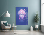Pink Bubbles cobalt artwork styled in a creative loft interior