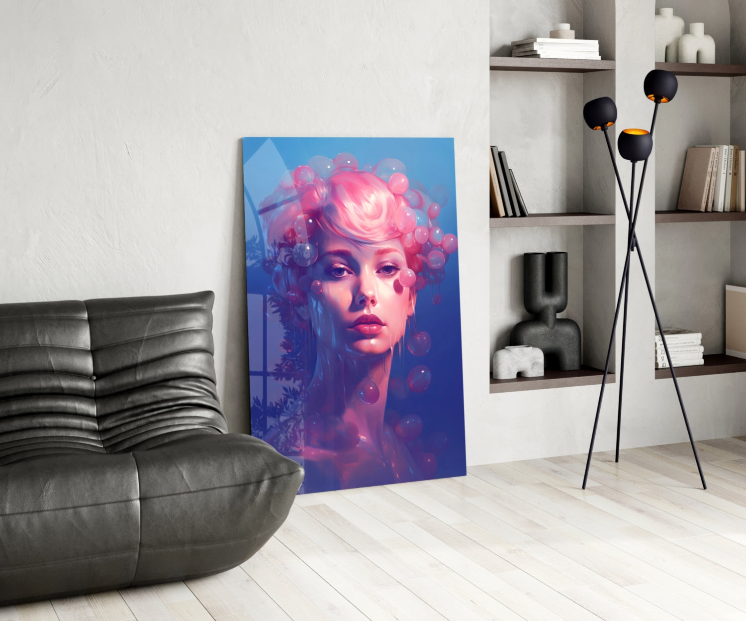 Pink Bubbles Glass Wall Art || Designer Collection