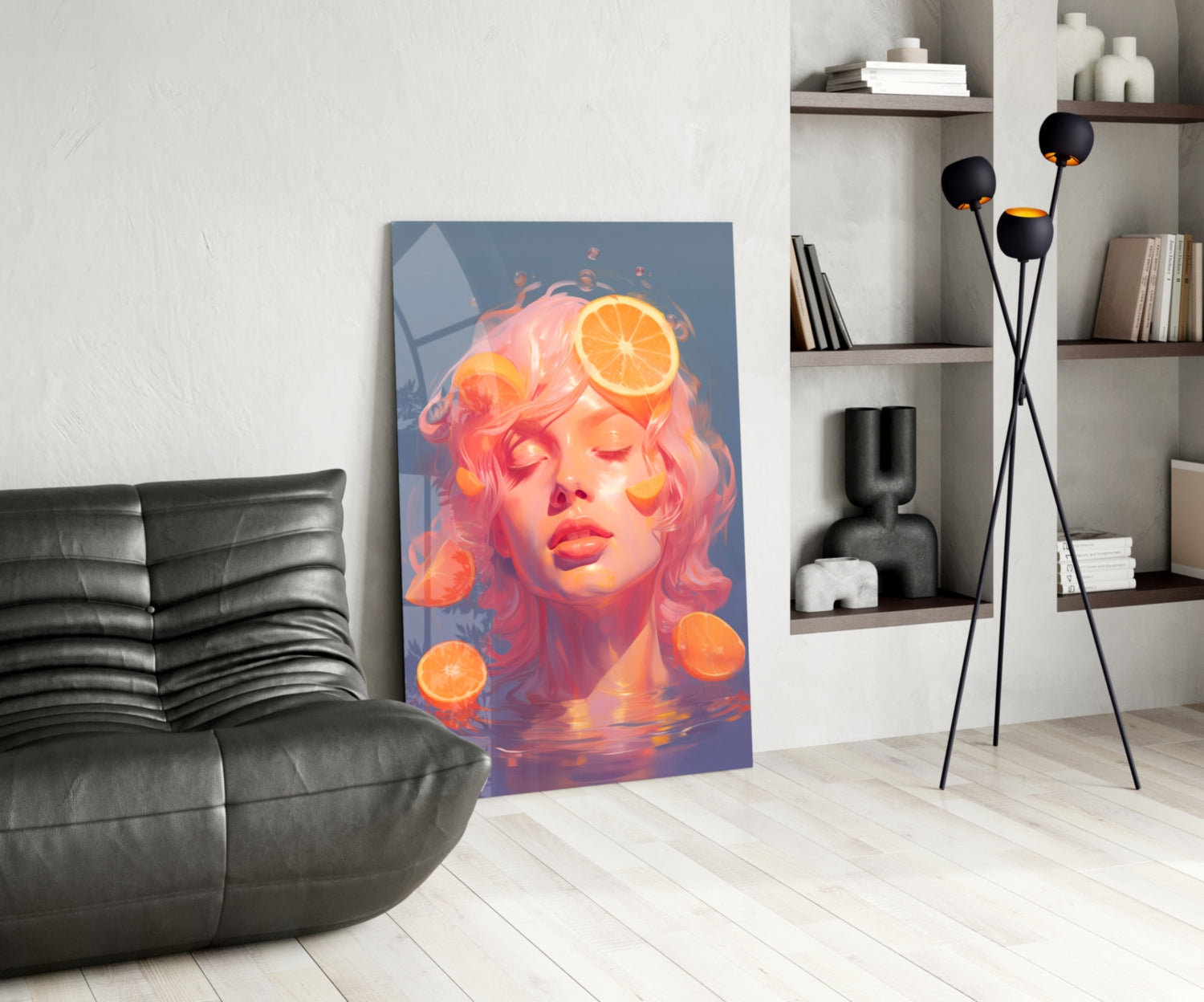 Orange Bubbles Glass Wall Art || Designer Collection
