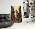 Istanbul glass print bringing watercolor edge to a hallway gallery