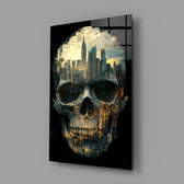 Designer-collection urban-surrealism panel anchoring a man cave wall