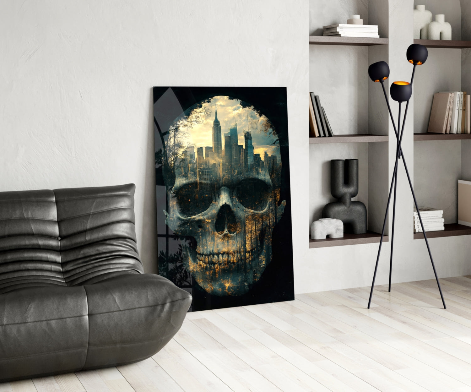 City Skull Glass Wall Art || Designer Collection