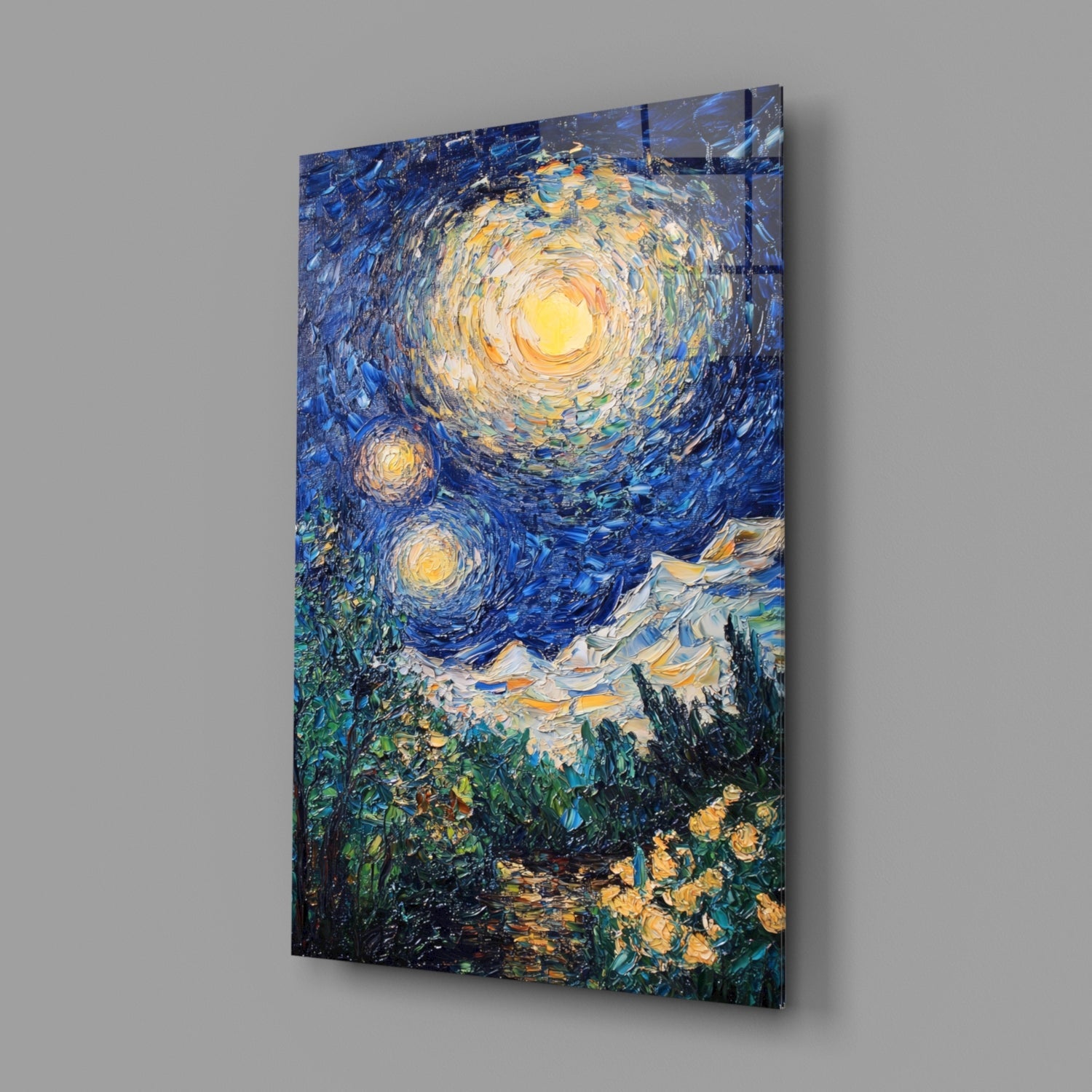 Starry Night Review Glass Wall Art || Designer Collection