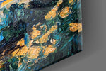 Designer-collection artwork in a quiet bedroom interior
