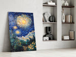 Landscape panel against a moody dark-painted accent wall