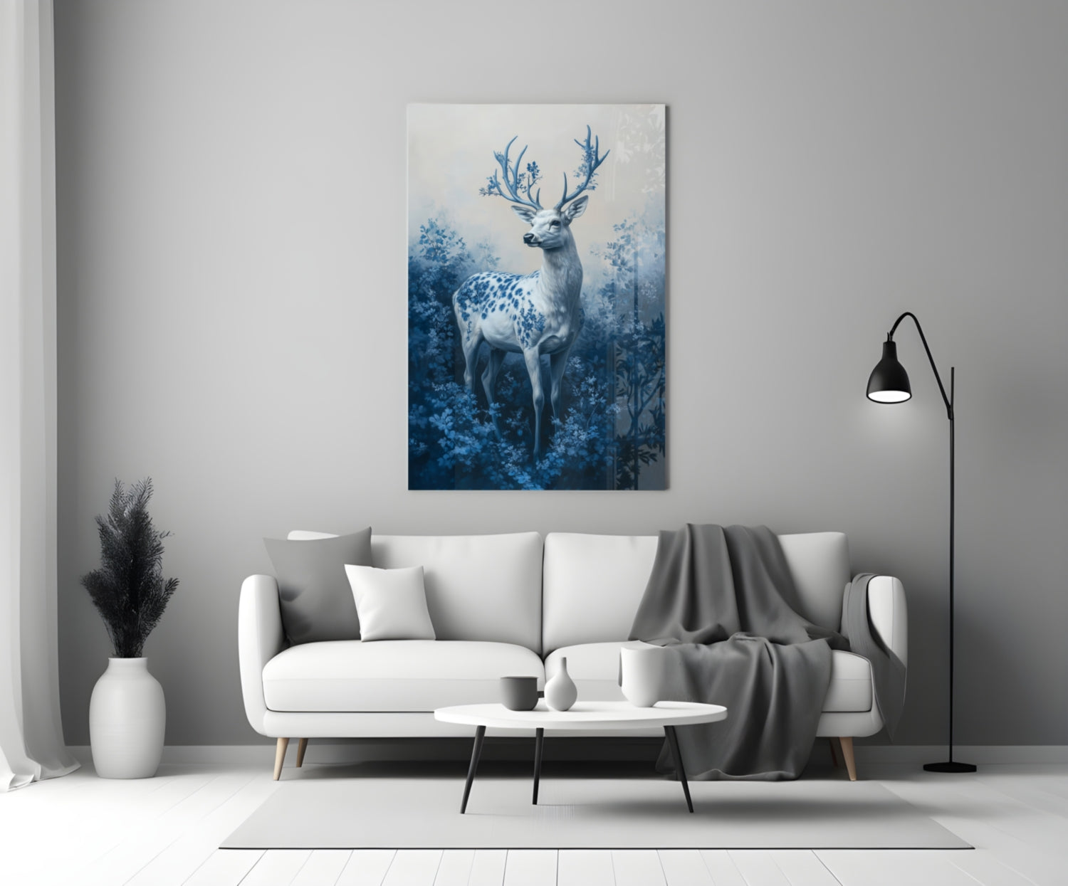 Blue Deer Glass Wall Art || Designer Collection