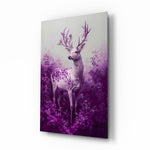 Purple Deer glass wall art in a modern living room