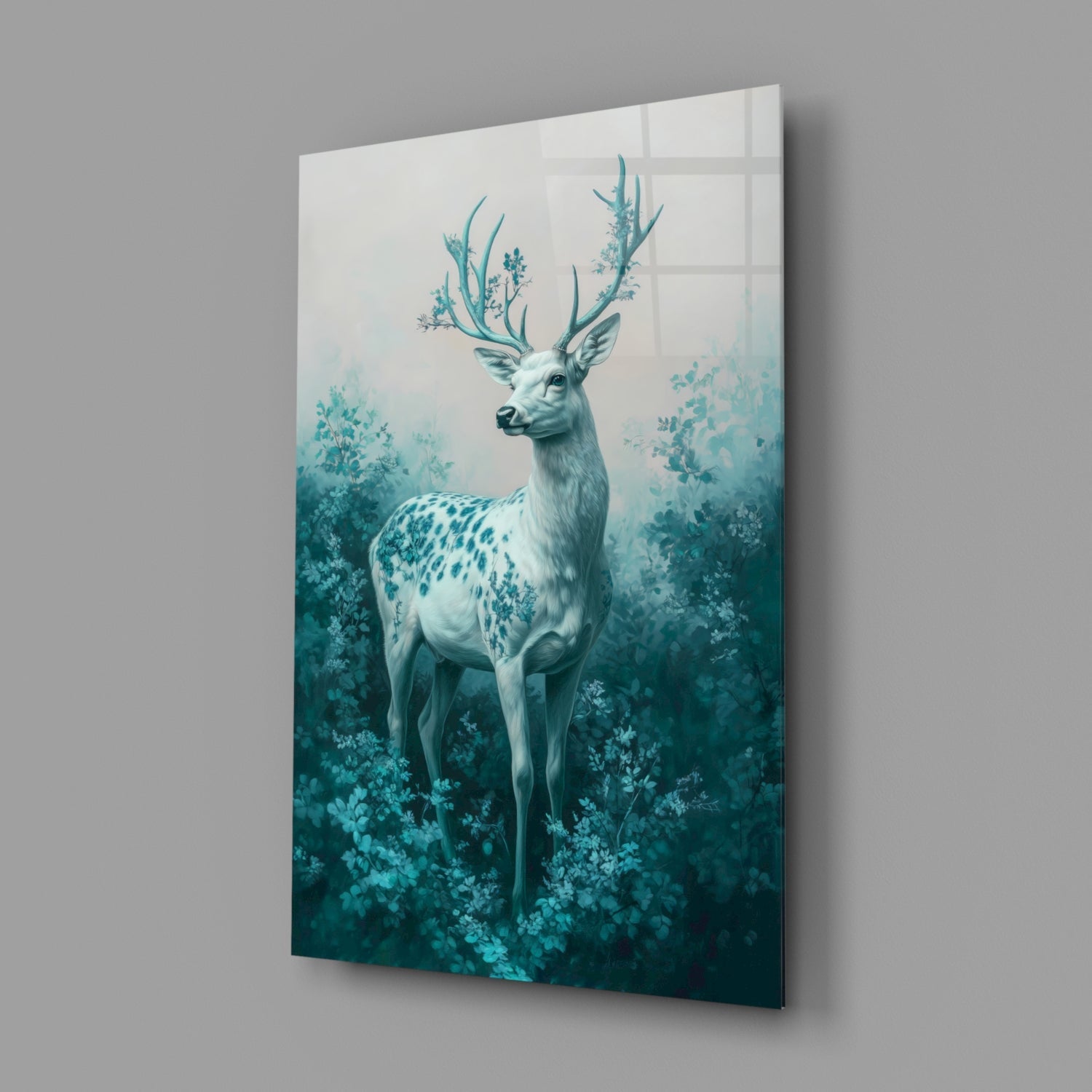 Mint Deer Glass Wall Art || Designer Collection