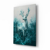 Mint Deer glass wall art in a modern living room