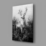 Monochrome Deer Glass Wall Art || Designer Collection