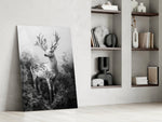 Monochrome Deer Glass Wall Art || Designer Collection