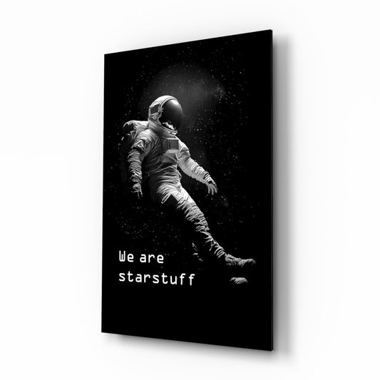 Loneliness in Space glass wall art in a modern home office