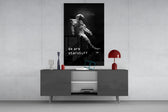 Loneliness in Space glass wall art catching light to reveal its painted nebula