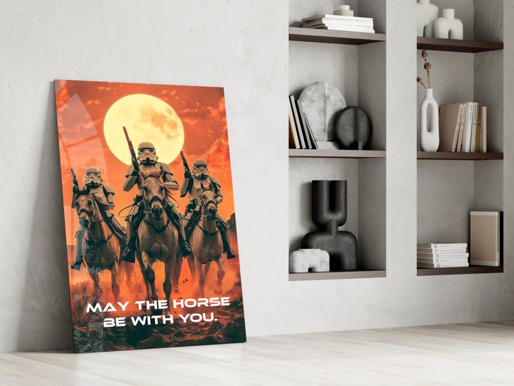 Stormtrooper panel against a moody dark-painted accent wall
