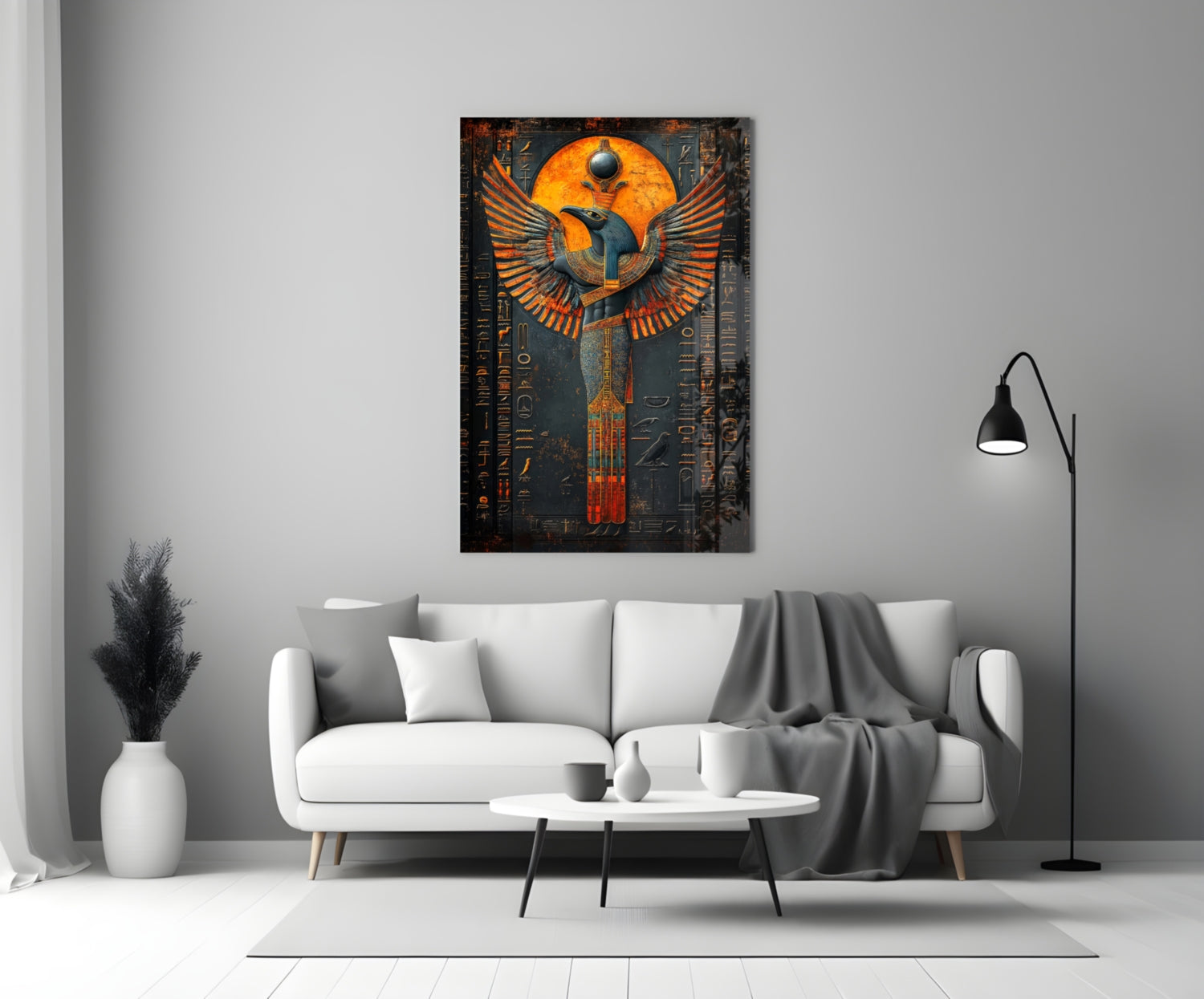 Winged God Glass Wall Art || Designer Collection