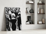 Photographic panel against a moody dark-painted accent wall