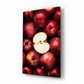 Queen of Apples glass wall art in a modern kitchen