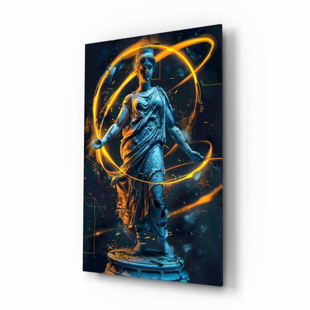 Neon Venus gold glass wall art in a modern creative loft