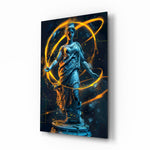 Neon Venus gold glass wall art in a modern creative loft