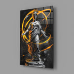 Designer-collection classical-cyber panel anchoring a modern living room wall