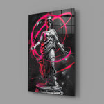 Designer-collection classical-cyber panel anchoring a modern living room wall