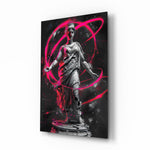 Neon Venus magenta glass wall art in a modern creative loft